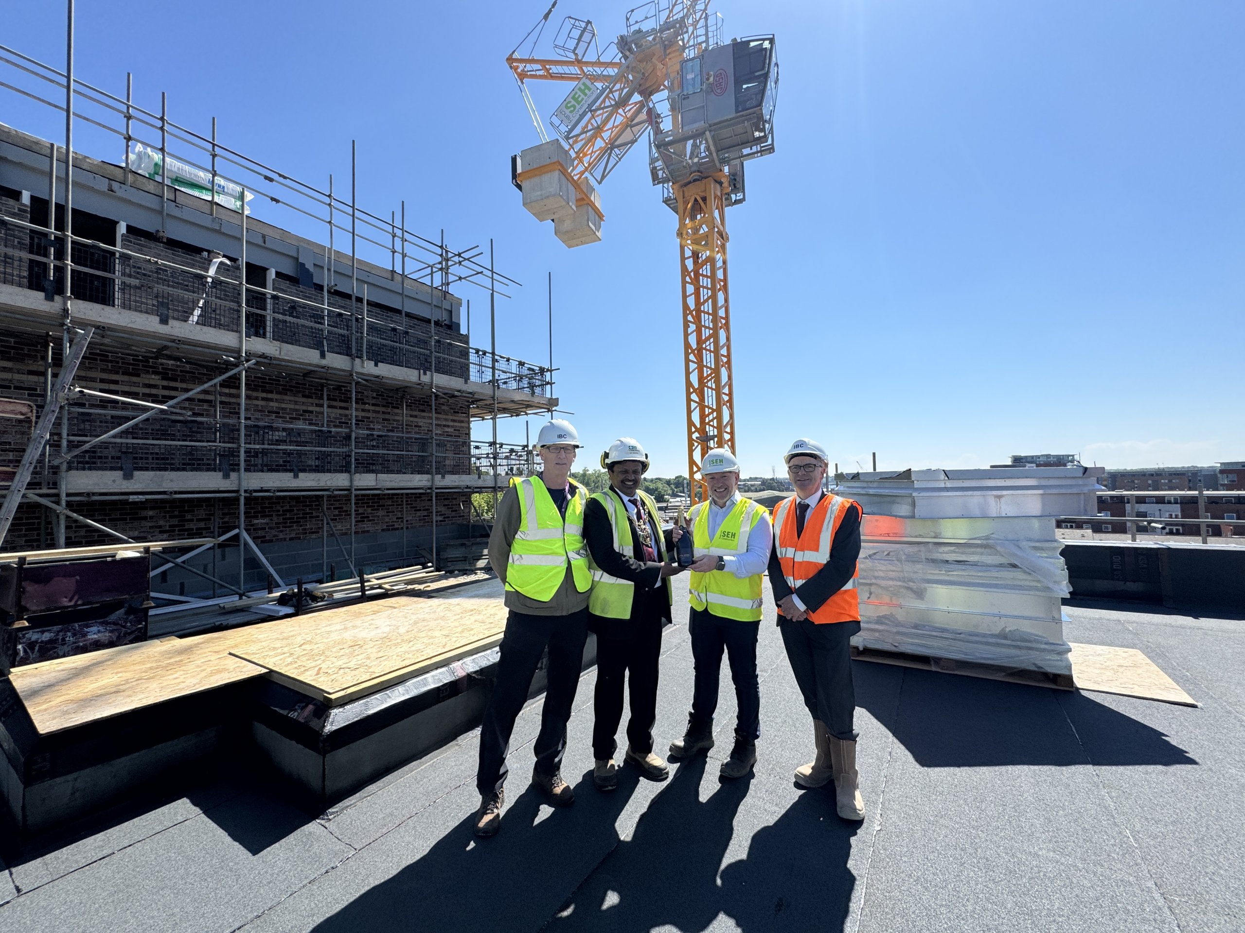 Mayor of Ipswich joins SEH French for topping out ceremony at Fore Hamlet development